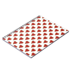Carnet Funny Heart Pattern gold red + your backgr. &