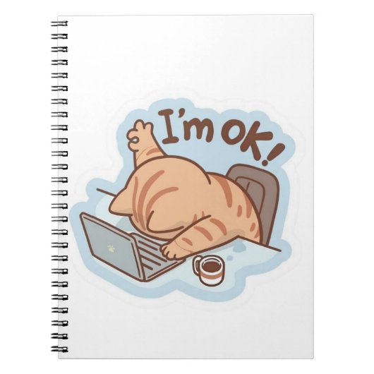 Carnet Funny "I'm OK" Tired Cat Notebook - Relatable Work (Devant)
