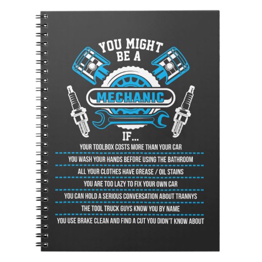 Carnet Funny Mechanic Garage Atelier Technicien (Devant)