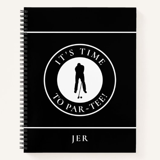 Carnet Funny Monogrammed Golf Log – Par Tee Black Golfer (Devant)