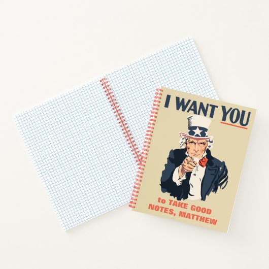 Carnet Funny Oncle Sam Patriotic Message personnalisé (Intérieur)