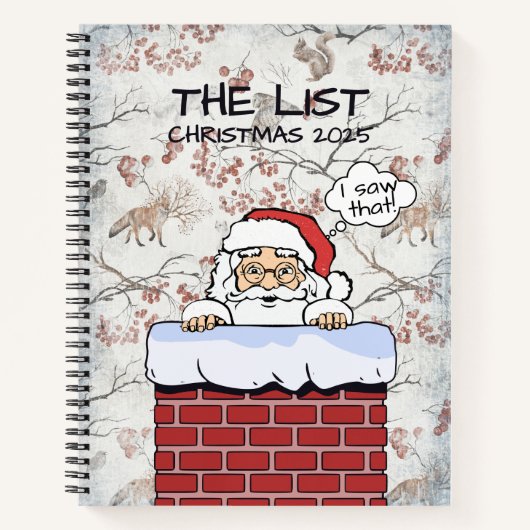 Carnet Funny Peeking Père Noël Naughty List (Devant)