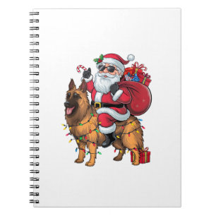 Carnet Funny Père Noël équitation berger allemand Chien N