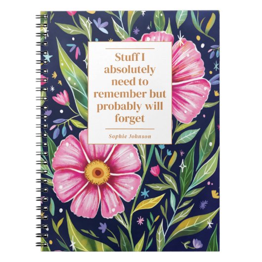 Carnet Funny Quote Remember To Do Floral Personalized (Devant)