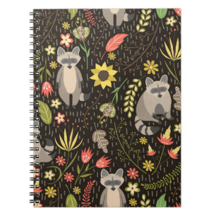 Carnet Funny Raccoons Vintage Illustration Motif