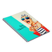 Carnet Funny Retro Fabulous Beach Femme dans les lunettes (Côté Droit)