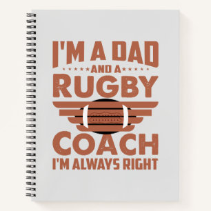 Carnet Funny Rugby papa et entraîneur de rugby