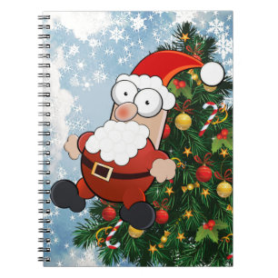Carnet Funny santa claus et décoré arbre de Noël