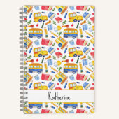 Carnet Funny School Bus Retourner À L'École Nom Motif (Recto)