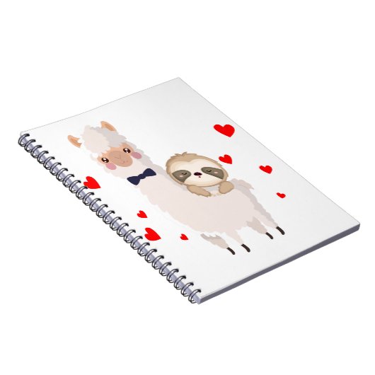 Carnet Funny Sloth Riding Llama Shirt drôle Coeurs d'Alpa (Côté Droit)