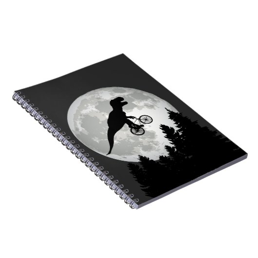 Carnet Funny T-Rex Flying on Bicycle with Full Moon (Côté Droit)