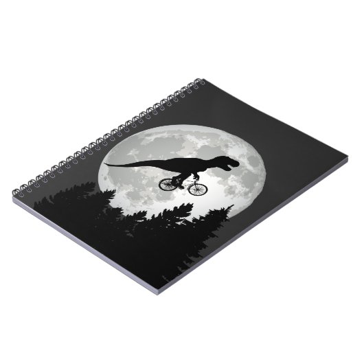 Carnet Funny T-Rex Flying on Bicycle with Full Moon (Côté gauche)