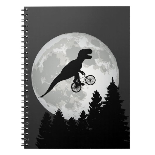 Carnet Funny T-Rex Flying on Bicycle with Full Moon (Devant)