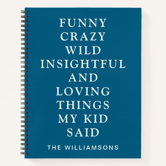 Carnet Funny Things My Kid Said Blue  (Devant)