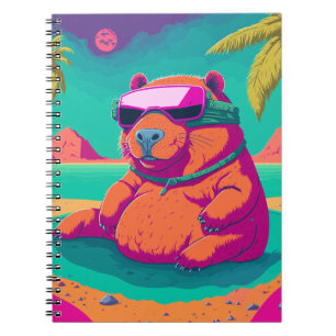 Carnet Funny Tropical Cyberpunk Capybara Art