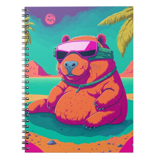 Carnet Funny Tropical Cyberpunk Capybara Art (Devant)