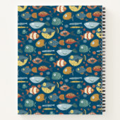 Carnet Funny Whimsical Ocean Fish Blue Personnalisé (Dos)