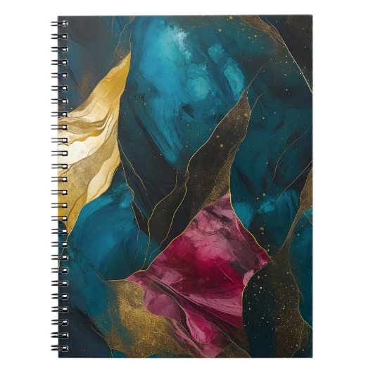 Carnet Fusion de marbre sarcelle et or de minuit (Devant)