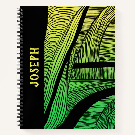 Carnet Fusion personnalisée d'onde verte et jaune (Devant)