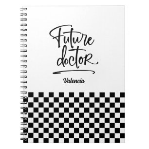 Carnet Futur médecin À damiers personnalisé