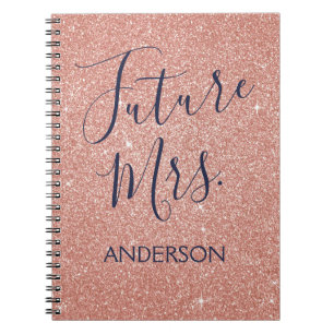 Carnet Futur Mme Rose Gold Blush Pink Sparkle Parties sci