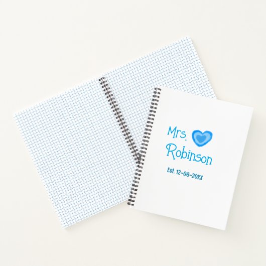 Carnet Future mariée Mme ajouter nom date aquarelle cœur (Intérieur)