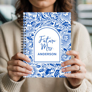 Carnet Future Mrs   Chinoiserie Bleue Personnalisée Maria