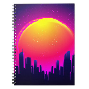 Carnet Futurisme rétro. illustration d'une vague de synth