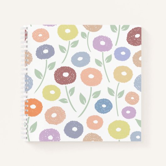 Carnet Fuzzy Flower 2Way Pattern Pastels on White (Devant)