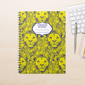 Carnet Gahanna Lions Motif rétro Bleu Jaune spirale