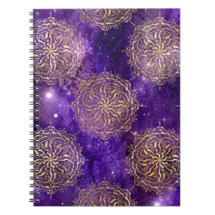 Carnet Galaxie dorée et violette Motif Mandala Dharma