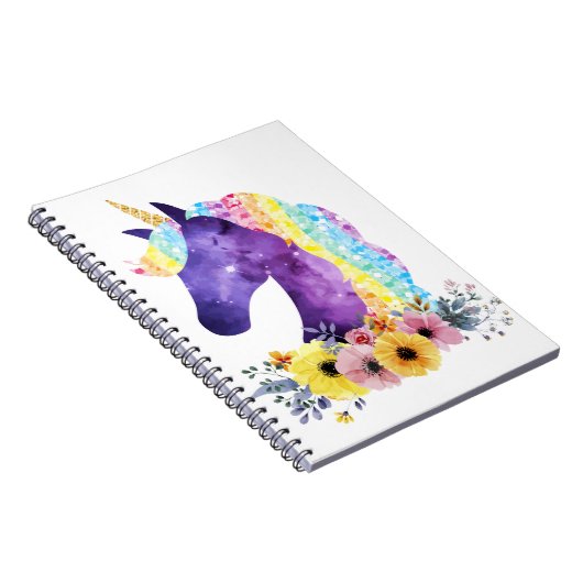 Carnet Galaxie unicorne avec fleurs (Côté Droit)