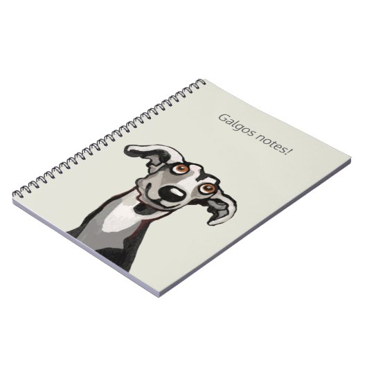 Carnet Galgo dessin noir et blanc et gris (Côté gauche)