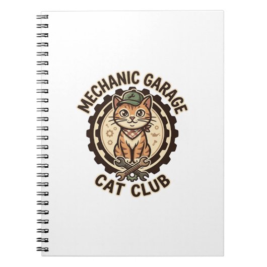 Carnet Garage Mécanique Chat POD Vector Art - Garage Méca (Devant)
