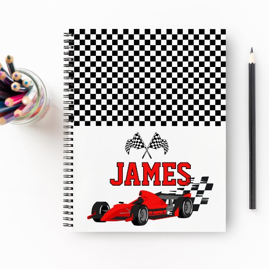 Carnet Garçon de voiture de course cool Nom personnalisé