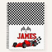 Carnet Garçon de voiture de course cool Nom personnalisé (Devant)