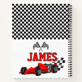Carnet Garçon de voiture de course cool Nom personnalisé (Dos)