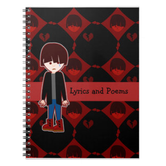 Carnet Garçon Emo Triste Solitaire Amusant Dessin Animé C