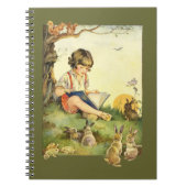 Carnet Garçon lisant sous un arbre avec des lapins (Devant)