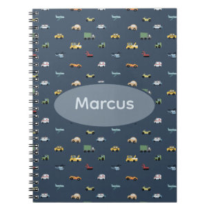 Carnet Garçon Mignon Transport Voiture Motif monogramme E