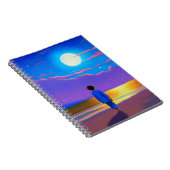 Carnet Garçon sur la plage, regardant la lune (Côté Droit)