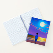 Carnet Garçon sur la plage, regardant la lune (Intérieur)