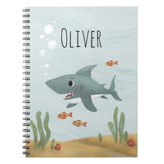 Carnet Garçons adorable Blue Ocean Shark Kids School (Devant)
