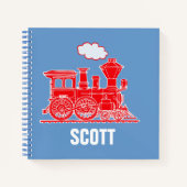 Carnet Garçons de train nommés rouge bleu (Devant)