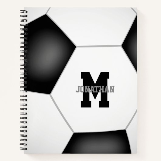 Carnet garçons filles spirale de soccer monogrammée (Devant)