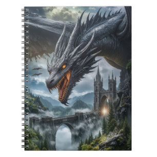 Carnet Garde du dragon noir protégeant un château de mont