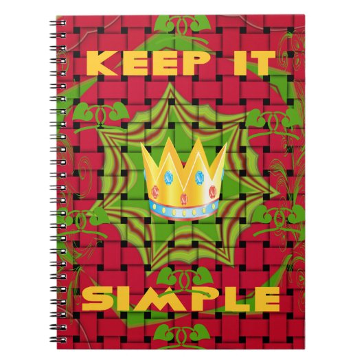 Carnet Gardez-le simple : Gratuit Rouge Tissé imprimé Flo (Devant)