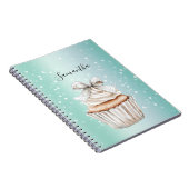 Carnet Gâteau cupcake à arc bow avec points Bokeh blanc m (Côté Droit)