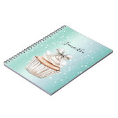 Carnet Gâteau cupcake à arc bow avec points Bokeh blanc m (Côté gauche)