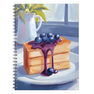 Carnet Gâteau de dessert en pâtisserie myrtille aquarelle